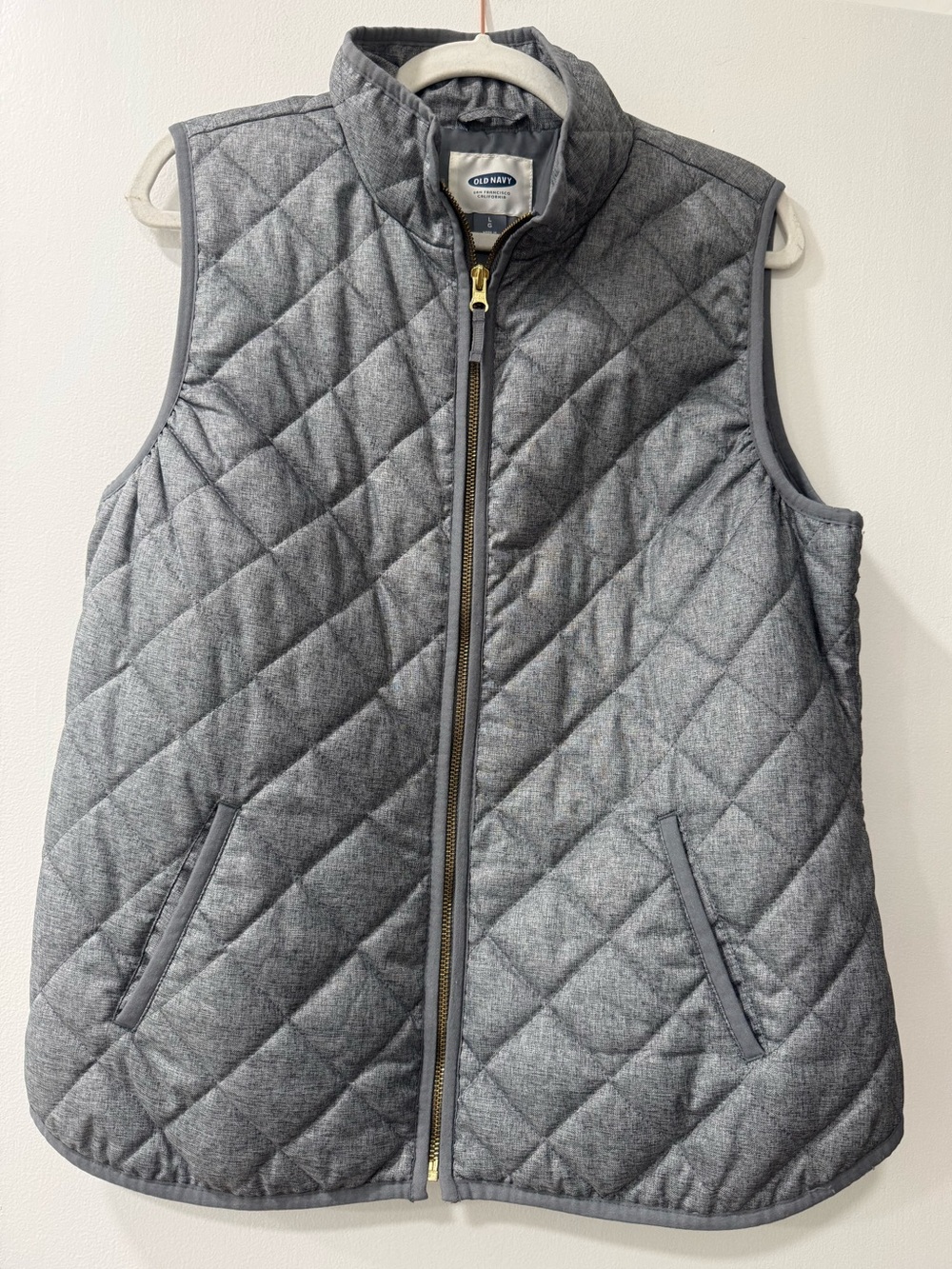 Old Navy Quilted Heather Gray Puffer Vest